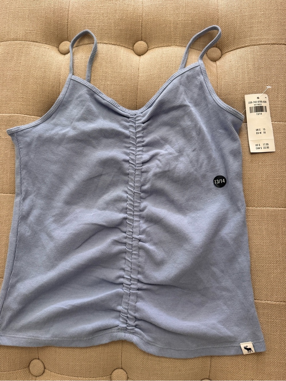 Kids Abercrombie & Fitch Light Blue Ruched Ribbed Cami
